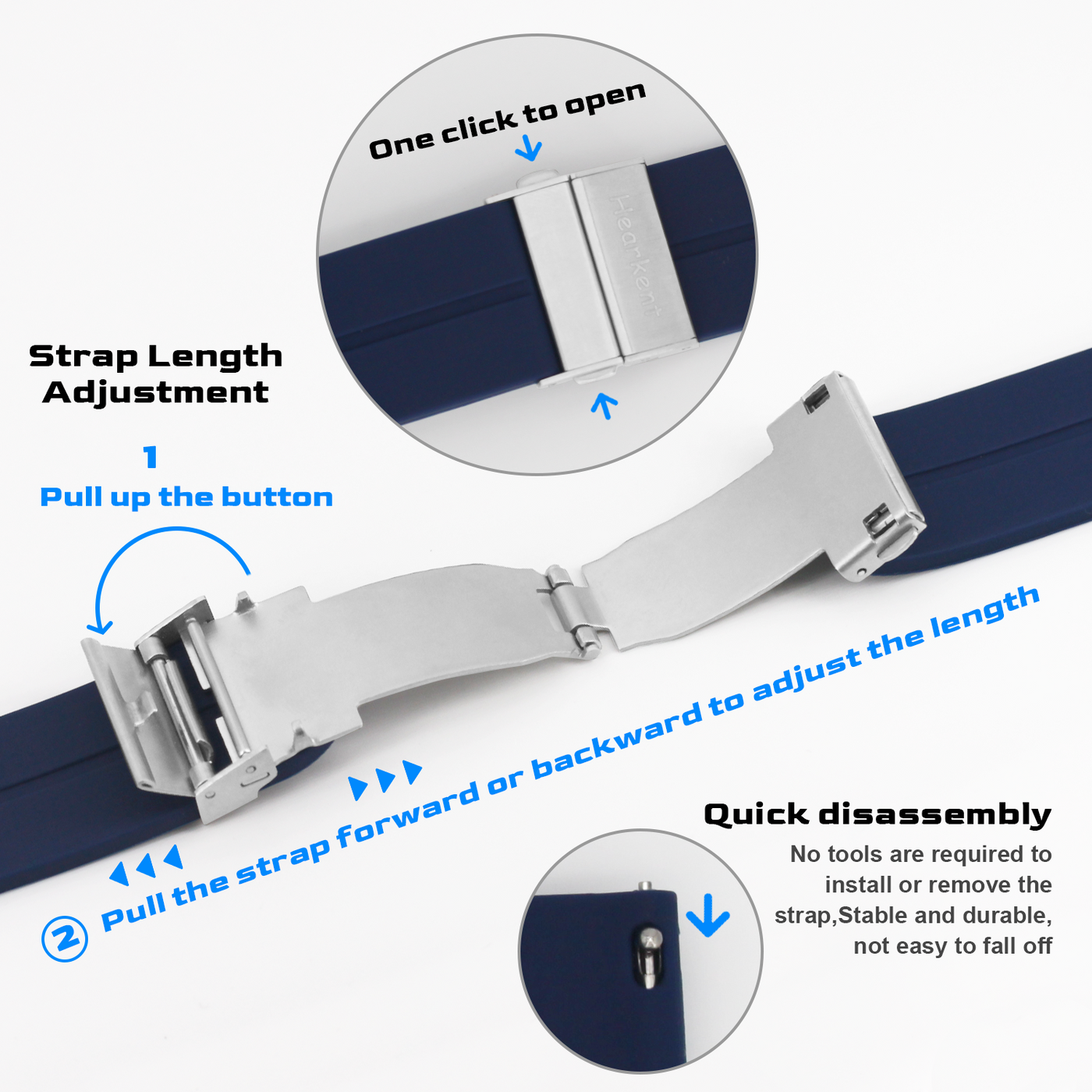 Silicone Watch Strap with Adjustable Buckle 20mm