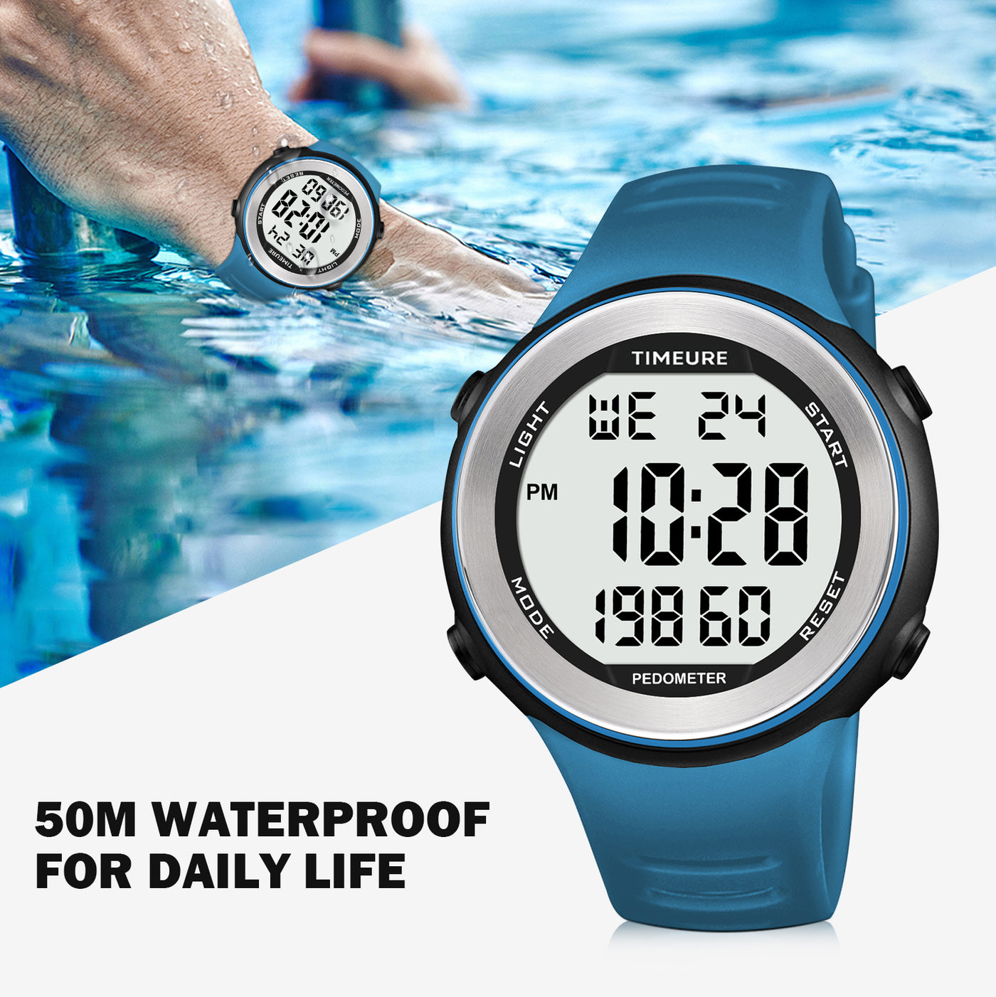 TIMEURE Waterproof Pedometer Watch 2308
