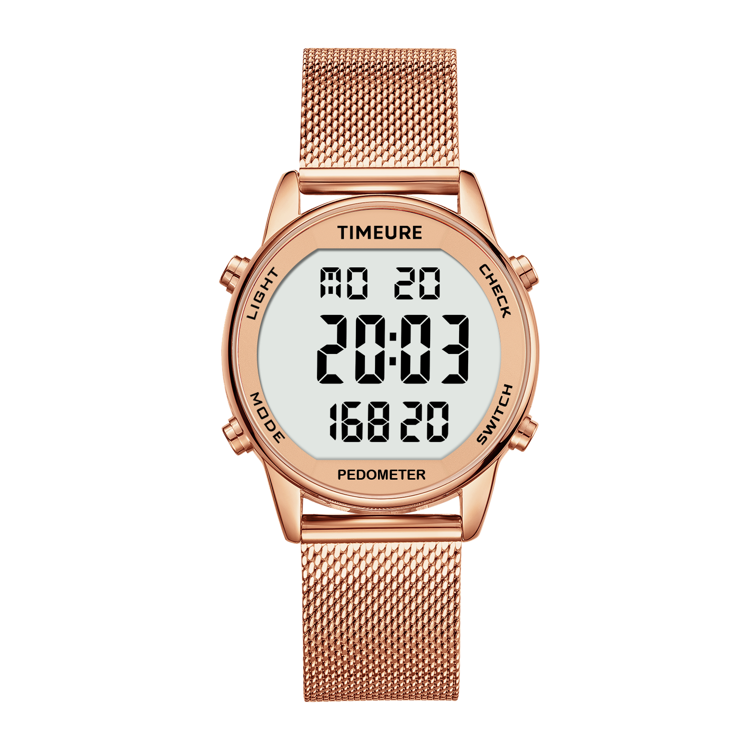 TIMEURE Ladies' Waterproof Pedometer Watch 2401-Steel Tape