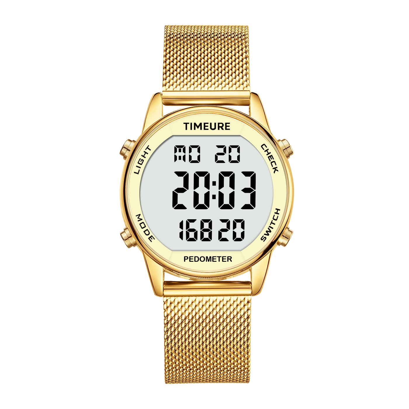 TIMEURE Ladies' Waterproof Pedometer Watch 2401-Steel Tape
