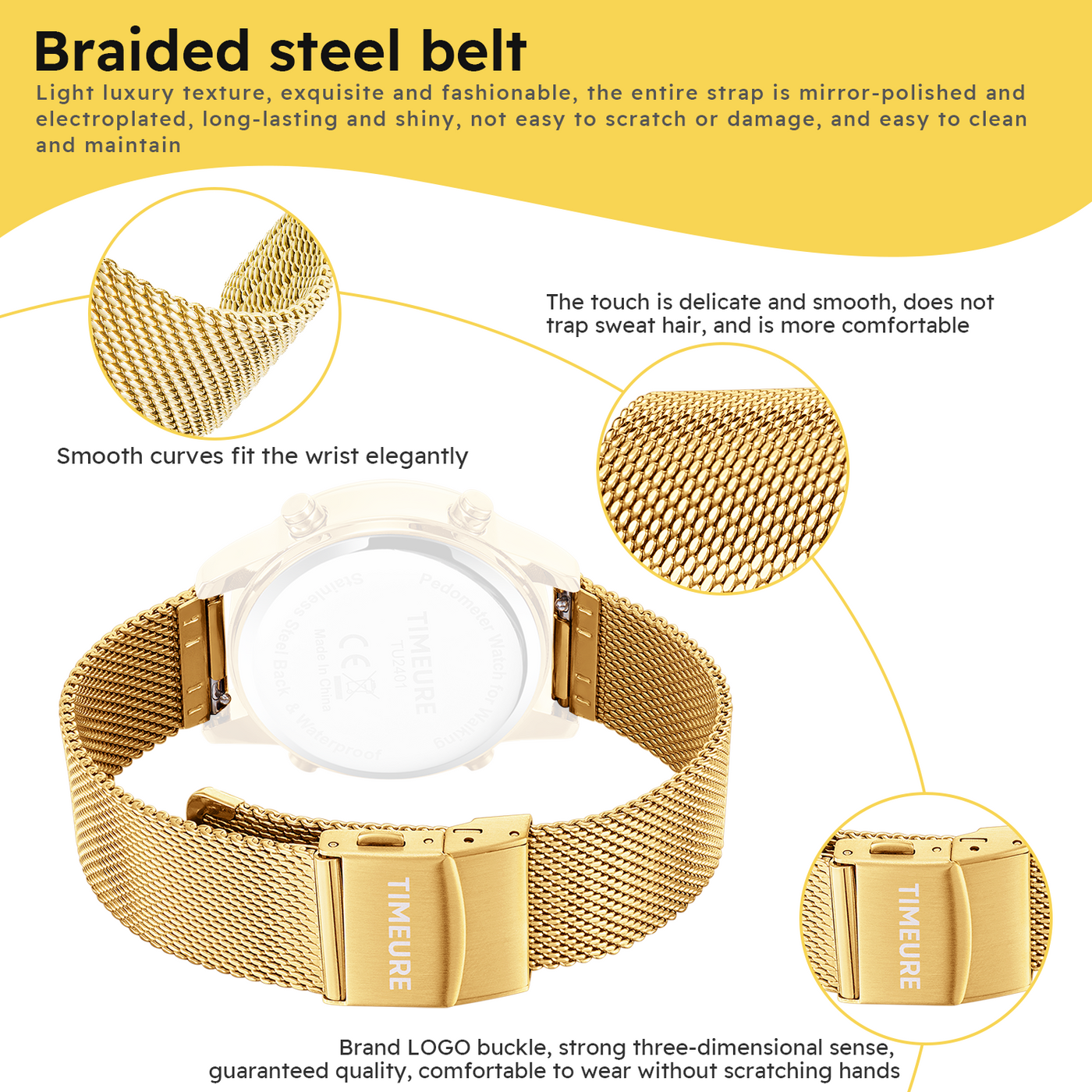 Stainless Steel Mesh Watch Strap with Adjustable Buckle 18/20mm
