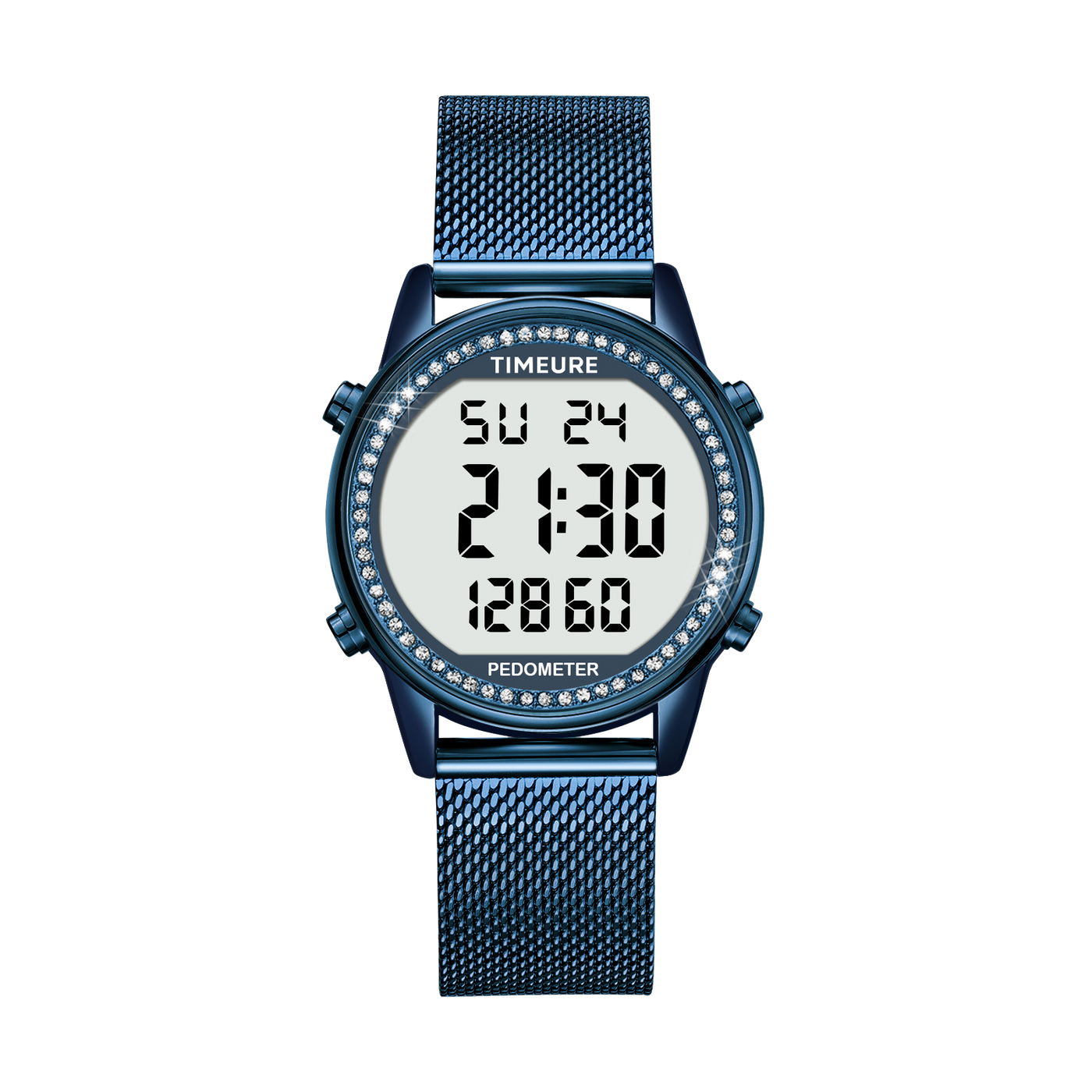 TIMEURE Ladies' Waterproof Pedometer Watch 2401-Steel Tape Crystals